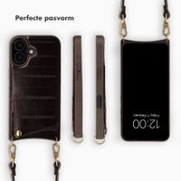 Selencia Nova Real Leather Backcover met Koord en Pashouder Apple iPhone 17 - Dark Chocolate