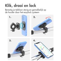 Accezz EasyLock telefoonhouder fiets - inclusief hoesje Apple iPhone 15 - Aluminium - 360 graden draaibaar - Zwart