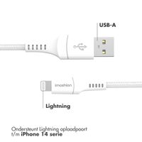 imoshion Lightning naar USB kabel - Non-MFi - Gevlochten textiel - 1,5 meter - Wit