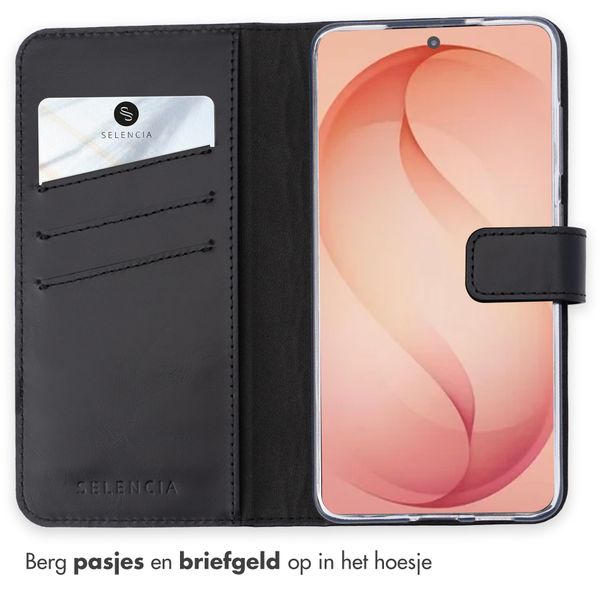 Selencia Echt Leren Bookcase Samsung Galaxy S26 Plus - Zwart