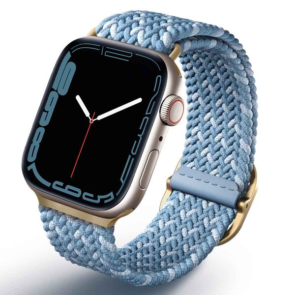 Uniq Aspen Designer Edition Braided bandje Apple Watch Series 1 t/m 9 / SE (38/40/41 mm) | Series 10 (42 mm) - Cerulean Blue