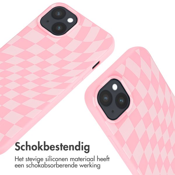 imoshion Siliconen design hoesje met koord iPhone 15 Plus - Retro Pink