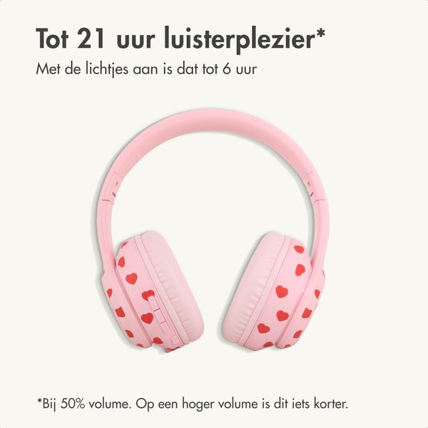 imoshion Draadloze Kinderkoptelefoon LED Light - Decibelbegrenzer - Met AUX kabel - Hartjes