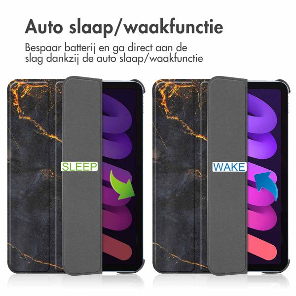 imoshion Design Trifold Bookcase Apple iPad Mini 7 (2024) / iPad Mini 6 (2021) - Black Marble