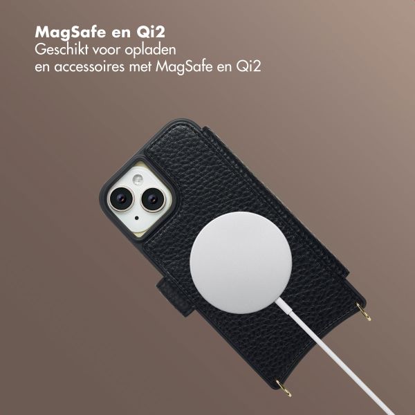 Selencia Riva Bookcase met MagSafe en Koord Apple iPhone 15 - Zwart