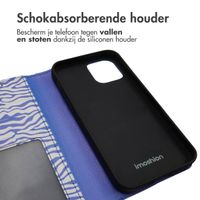 imoshion Design Bookcase iPhone 12 (Pro) - White Blue Stripes