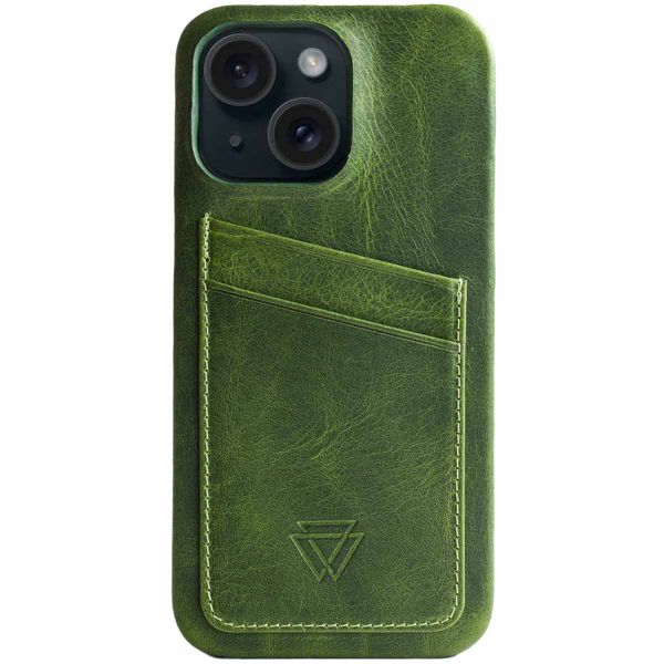 Wachikopa Full Wrap C.C. Backcover met 2 pashouders iPhone 15 - Forest Green