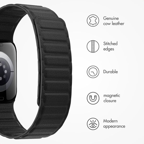 Accezz Magnetic genuine leather band Apple Watch | 44/45/46/49 mm - Black