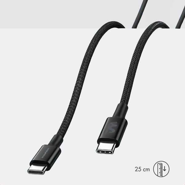 imoshion Braided USB-C naar USB-C kabel 100W - 0,25 meter - Zwart