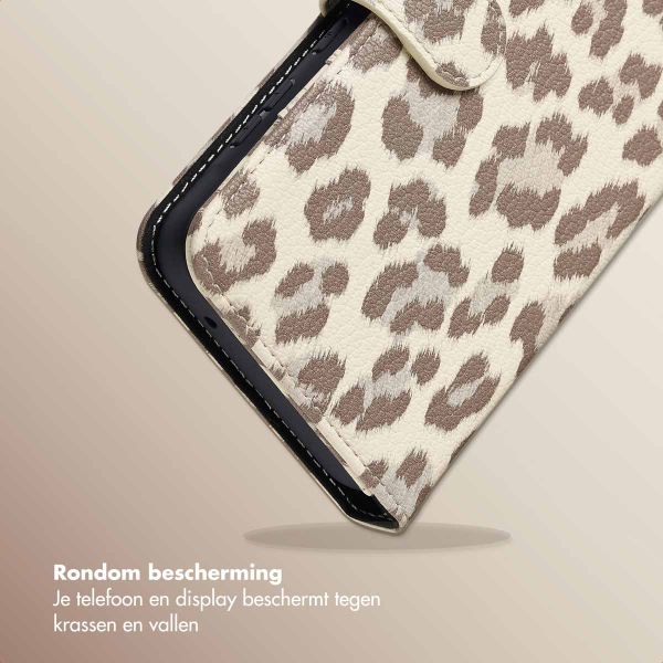 Selencia Sabi Bookcase met Panterprint Samsung Galaxy A55 - Soft Ivory