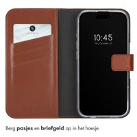 Selencia Echt Leren Bookcase Apple iPhone 16 Pro - Lichtbruin