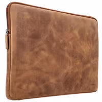 Accezz Leather Laptop hoes met rits 15-16 inch - Laptopsleeve - Cognac