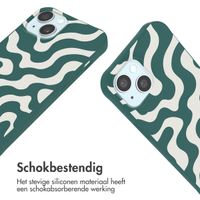 imoshion Siliconen design hoesje met koord Apple iPhone 15 - Petrol Green Groovy