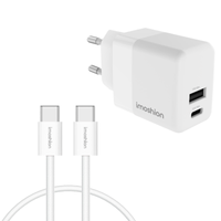 imoshion Oplader - USB-C en USB-A - Power Delivery en Quick Charge - 35W + USB-C naar USB-C kabel - 1 meter - Wit