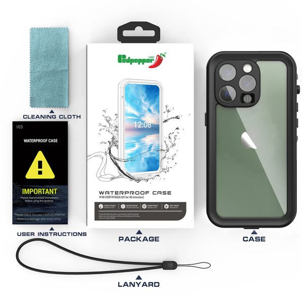 Redpepper Dot Plus Waterproof Backcover Apple iPhone 14 Pro Max - Zwart