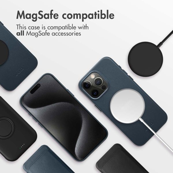 Accezz Leather Back Cover with MagSafe Apple iPhone 15 Pro Max - Nightfall Blue