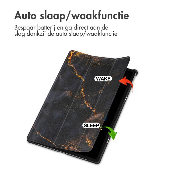 imoshion Design Trifold Bookcase Lenovo Idea Tab Plus - Black Marble