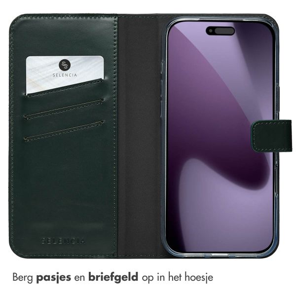 Selencia Echt Leren Bookcase Apple iPhone 17 Pro Max - Groen