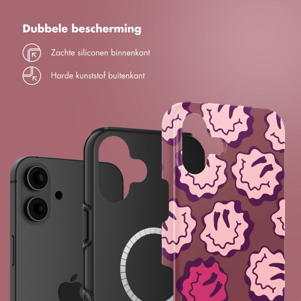 Selencia Vivid Backcover met MagSafe Apple iPhone 16 - Wavy Smiley Pink