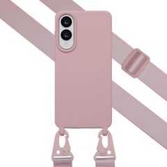 Selencia Siliconen hoesje met afneembaar koord Samsung Galaxy S25 Edge - Sand Pink