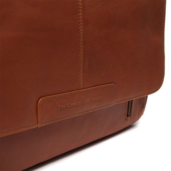 The Chesterfield Brand Richard Laptoptas 15-15.6 inch - Schoudertas - Echt leer - Cognac