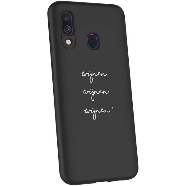 imoshion Design hoesje Galaxy A40 - Wijnen Wijnen Wijnen - Zwart