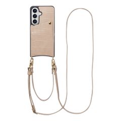 Selencia Nova Croco Phone Case with Cord and Card Holder Samsung Galaxy S26 - Beige