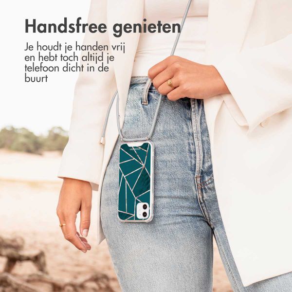 imoshion Design hoesje met koord Apple iPhone 15 Pro Max - Petrol Green Graphic