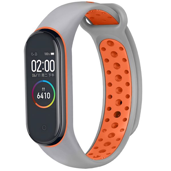 imoshion Siliconen sport bandje Xiaomi Mi Band 3 / 4 - Grijs / Oranje