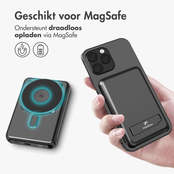 imoshion 4-in-1 MagSafe Powerbank met standaard 10.000 mAh - Power Delivery - iPhone / AirPods / Apple Watch - Zwart