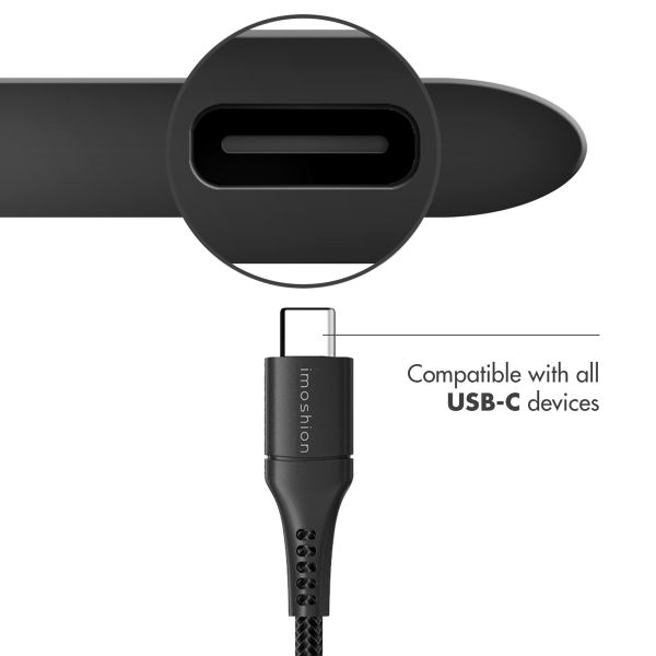 imoshion USB-C naar USB kabel Samsung Galaxy S22 Ultra - Gevlochten textiel - 3 meter - Zwart