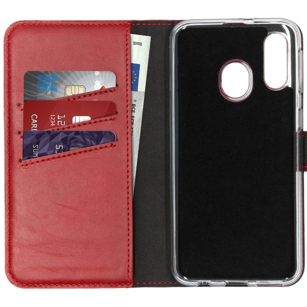 Selencia Echt Lederen Bookcase Samsung Galaxy A40 - Rood