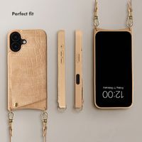 Selencia Nova Croco Phone Case with Cord and Card Holder Apple iPhone 17 - Toasted Almond