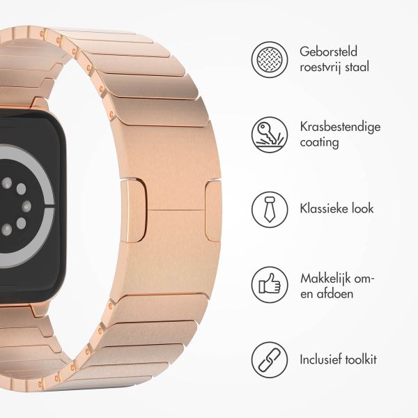 Selencia Stalen schakelband Apple Watch Series 1 t/m 11 / SE / Ultra (44/45/46/49 mm) - Rosé Goud