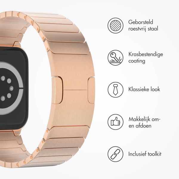 Selencia Stalen schakelband Apple Watch Series 1 t/m 10 / SE / Ultra (2) (44/45/46/49 mm) - Rosé Goud