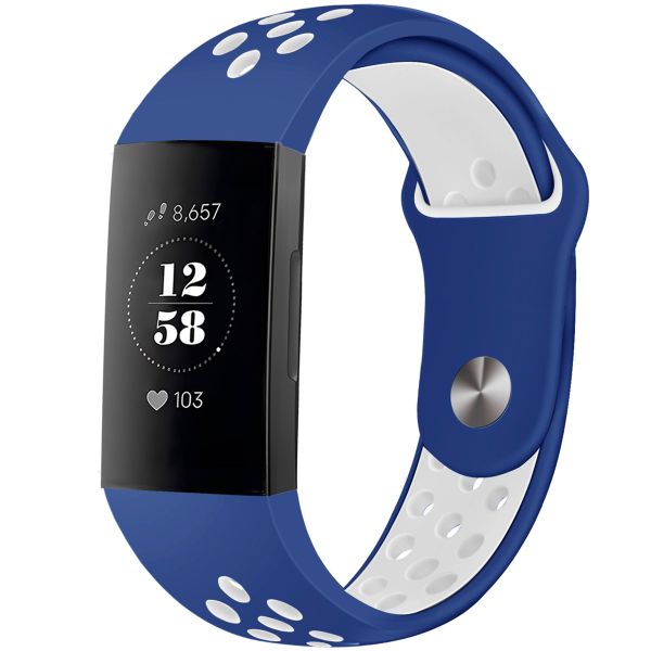 imoshion Siliconen sport bandje Fitbit Charge 3  /  4 - Blauw / Wit