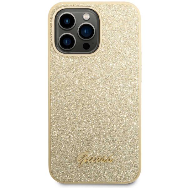 Guess Glitter Flakes Backcover Apple iPhone 14 Pro - Goud