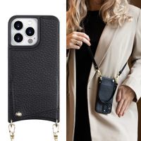Selencia Nova Telefoonhoes met Koord en Pashouder Apple iPhone 14 Pro - Zwart