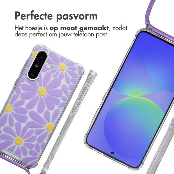 imoshion Design hoesje met koord Samsung Galaxy A26 - Tropical Violet Flowers Connect