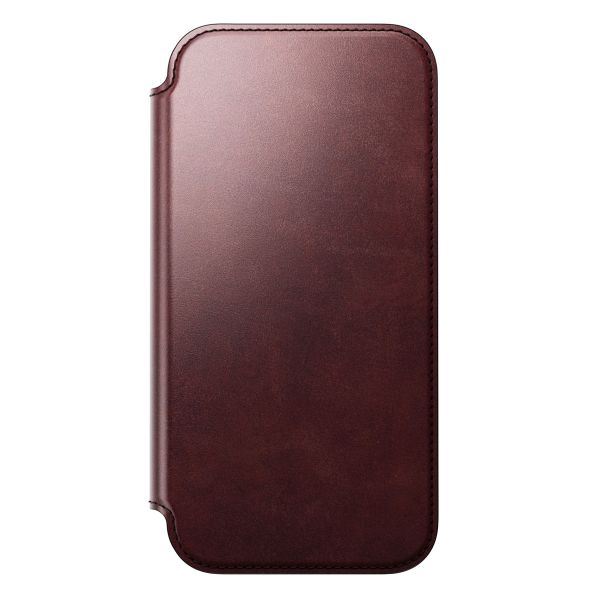 Nomad Modern Horween Leather Folio Bookcase met MagSafe Apple iPhone 17 Pro Max - Burgundy
