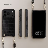 Selencia Nova Croco Phone Case with Cord and Card Holder Apple iPhone 18 Pro Max / 17 Pro Max - Black