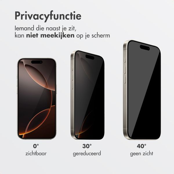 Accezz Gehard Glas Privacy Screenprotector + Applicator Apple iPhone 16 Pro Max