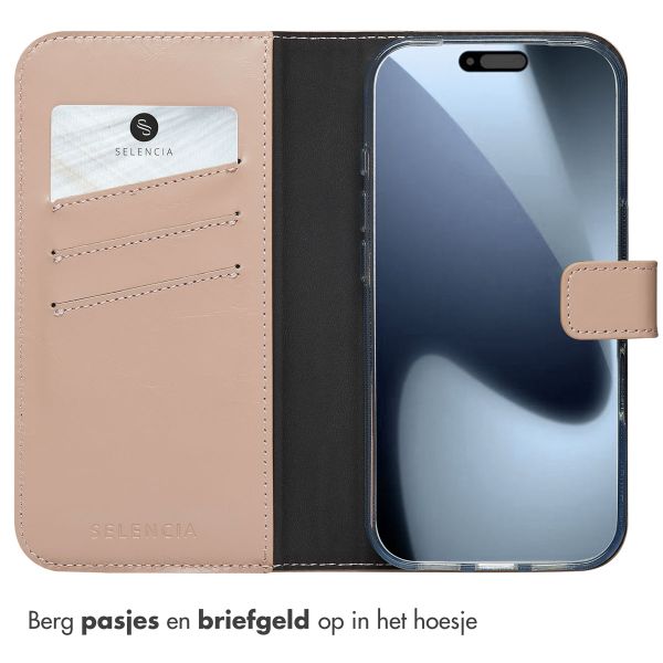 Selencia Echt Leren Bookcase Apple iPhone 17 Pro - Dusty Pink