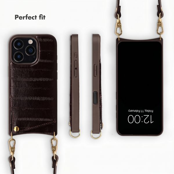 Selencia Nova Real Leather Back Cover with Card Holder Apple iPhone 16 Pro - Dark Chocolate