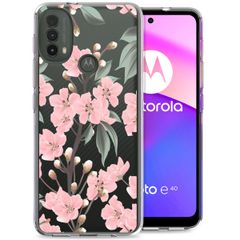 imoshion Design hoesje Motorola Moto E30 / E40 - Bloem - Roze / Groen