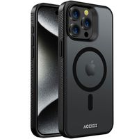 Accezz Rugged Frosted MagSafe Backcover iPhone 15 Pro Max - Zwart