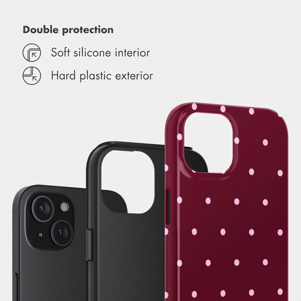 Selencia Vivid Back Cover Apple iPhone 15 - Happy Dots Burgundy