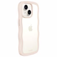 Holdit Wavy Case iPhone 14/15 Plus - Light Beige / Transparent