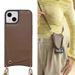 Selencia Nova Telefoonhoes met Koord en Pashouder Apple iPhone 14 / 13 - Mocha Brown
