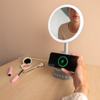 imoshion Make-up Spiegel met Bluetooth Speaker en Draadloze Oplader - Zilver